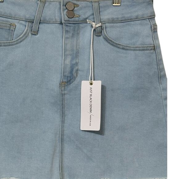 Just Black Denim Double Button A-Line Light Denim Rough Hem Skirt Size Small NEW - Picture 11 of 11